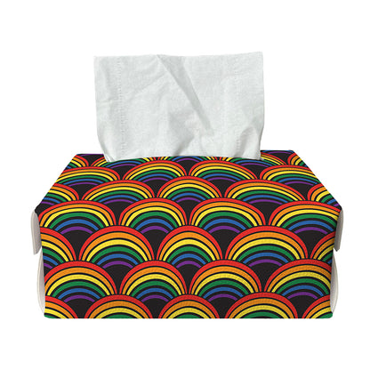 Rainbow Wave Pattern Print Rectangle Tissue Box Cover