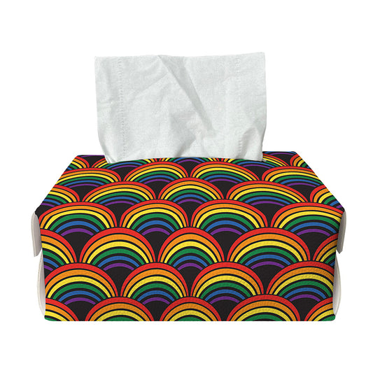 Rainbow Wave Pattern Print Rectangle Tissue Box Cover