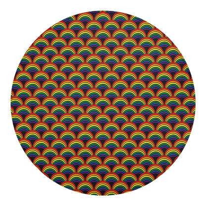 Rainbow Wave Pattern Print Round Blanket