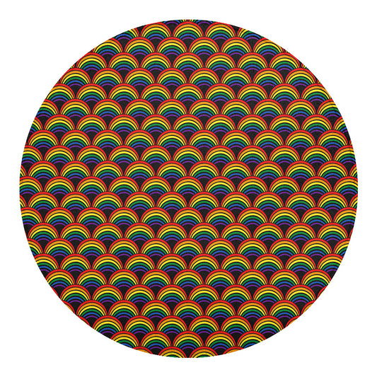 Rainbow Wave Pattern Print Round Blanket