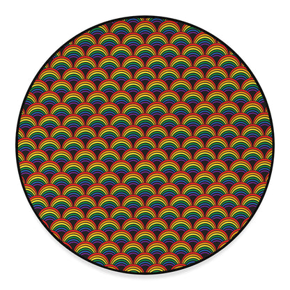 Rainbow Wave Pattern Print Round Floor Mat