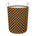 Rainbow Wave Pattern Print Round Laundry Basket