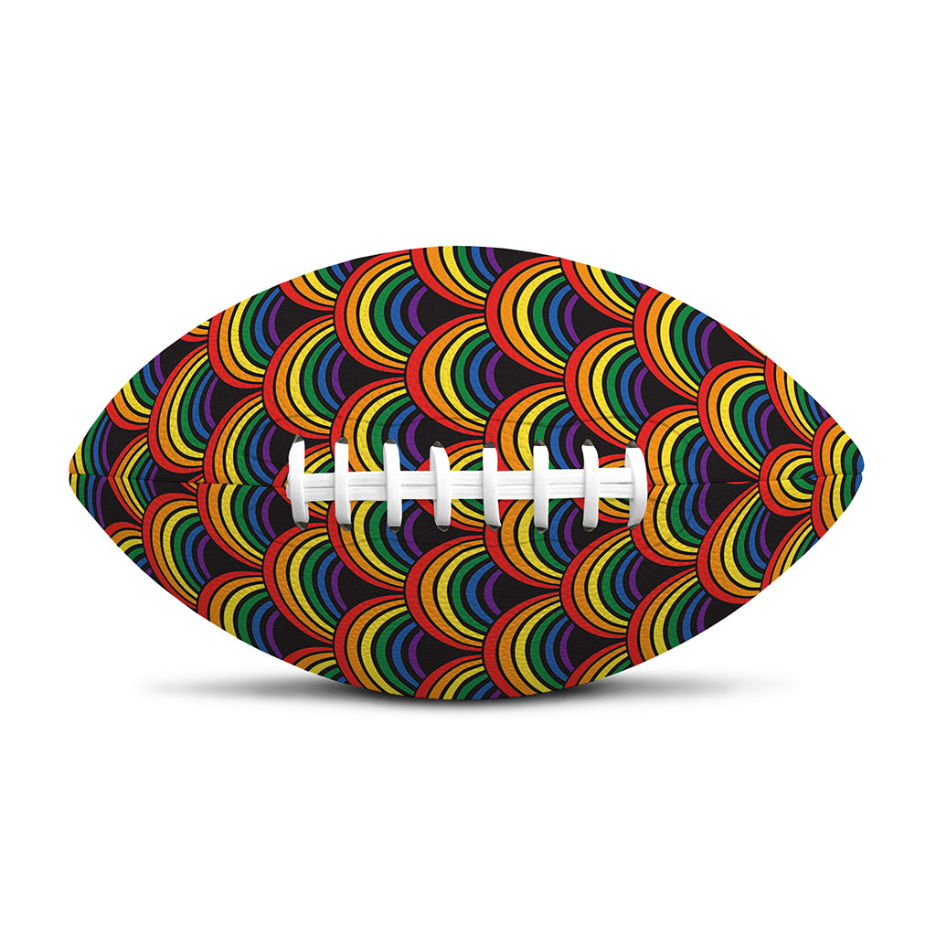 Rainbow Wave Pattern Print Rugby Ball