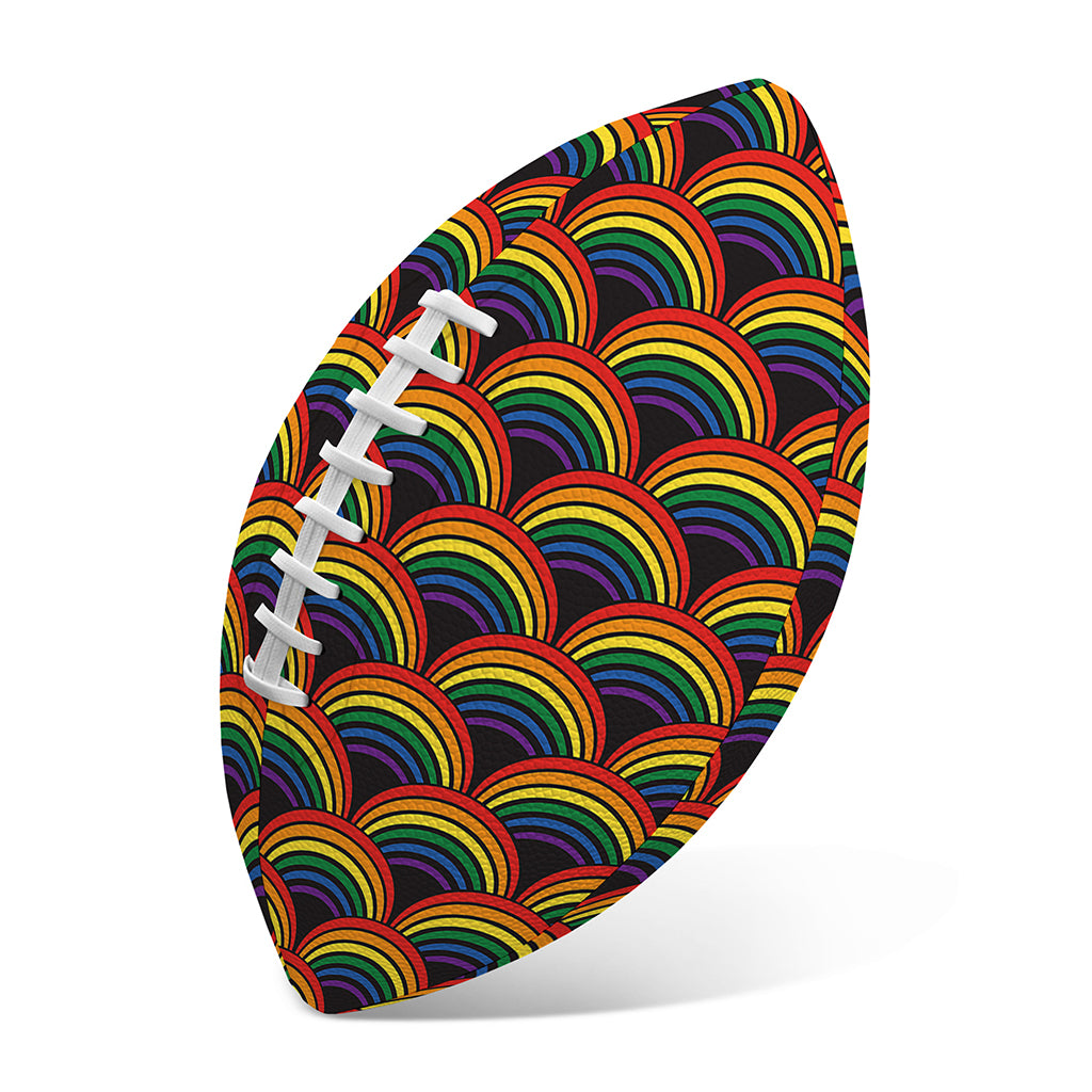 Rainbow Wave Pattern Print Rugby Ball