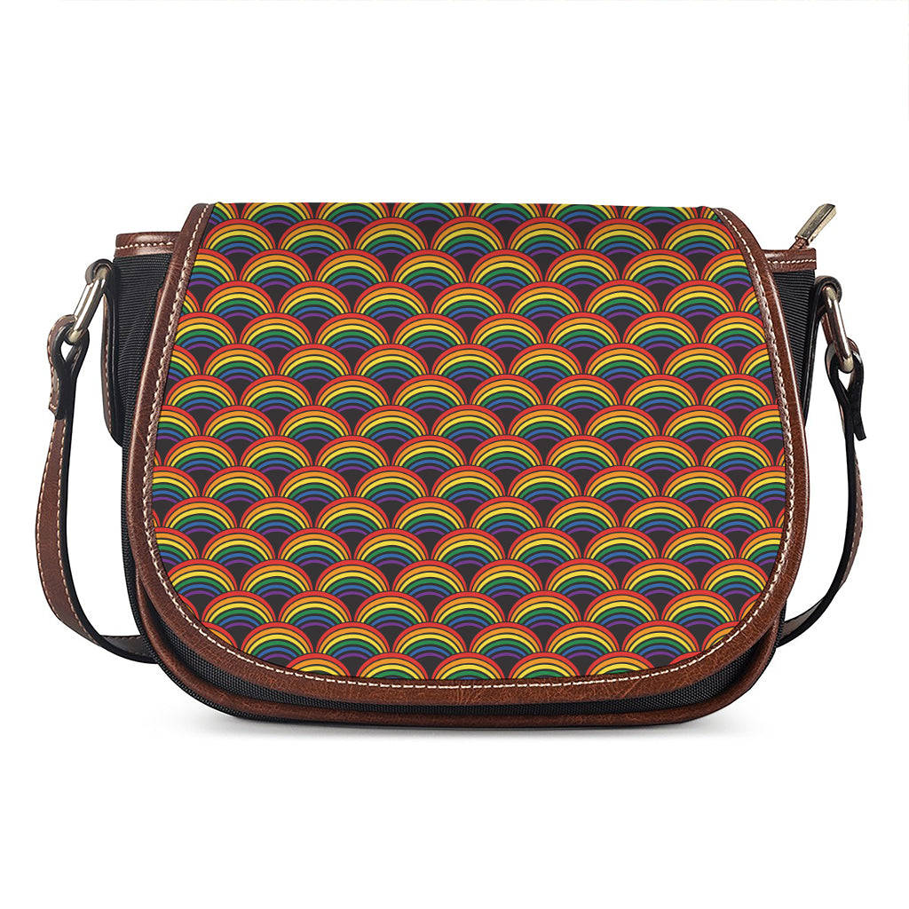 Rainbow Wave Pattern Print Saddle Bag