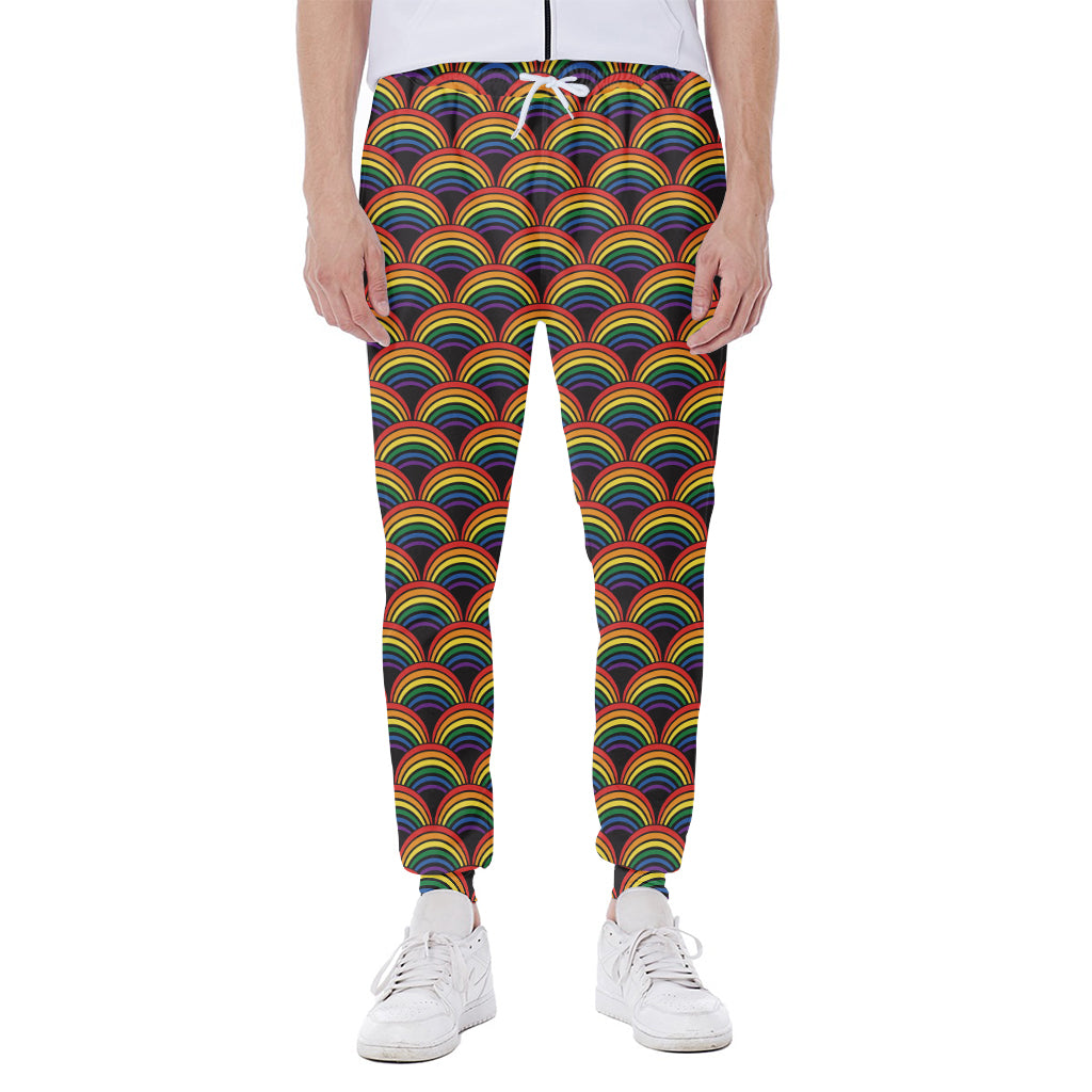 Rainbow Wave Pattern Print Scuba Joggers