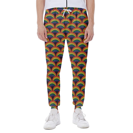 Rainbow Wave Pattern Print Scuba Joggers