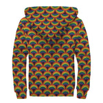Rainbow Wave Pattern Print Sherpa Lined Zip Up Hoodie