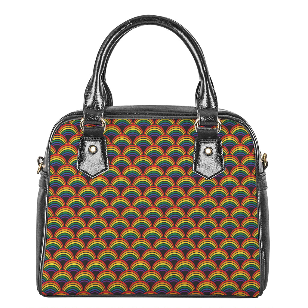 Rainbow Wave Pattern Print Shoulder Handbag