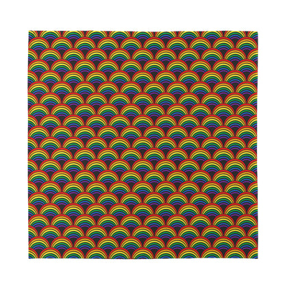 Rainbow Wave Pattern Print Silk Bandana