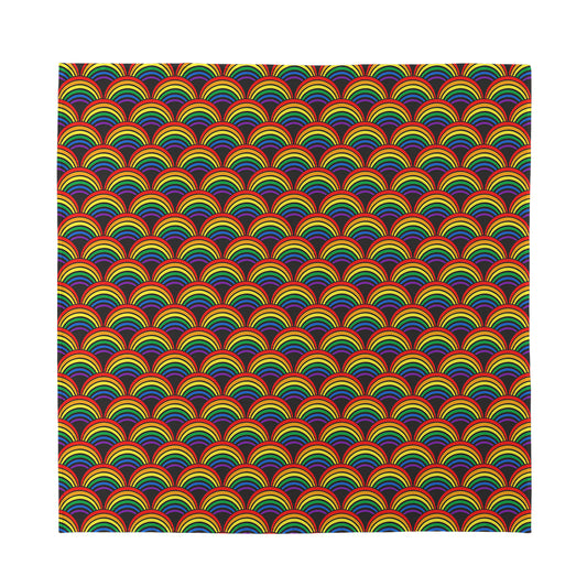 Rainbow Wave Pattern Print Silk Bandana