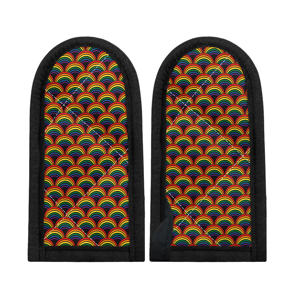 Rainbow Wave Pattern Print Skillet Handle Cover