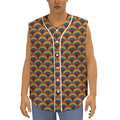 Rainbow Wave Pattern Print Sleeveless Baseball Jersey