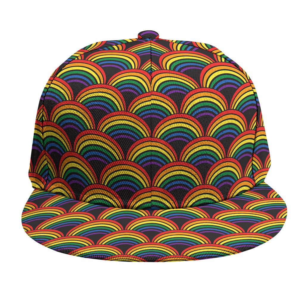 Rainbow Wave Pattern Print Snapback Cap