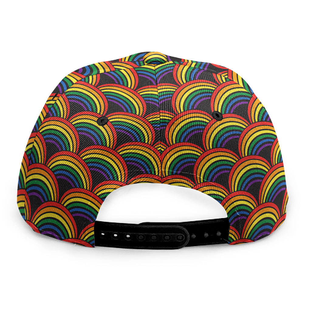 Rainbow Wave Pattern Print Snapback Cap