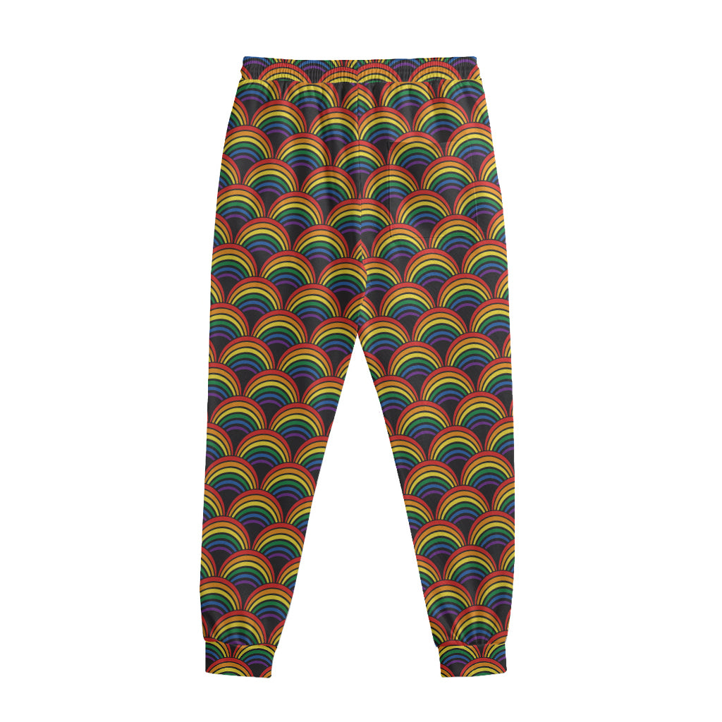 Rainbow Wave Pattern Print Sweatpants