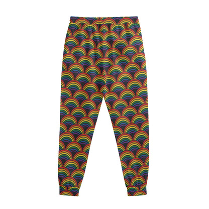 Rainbow Wave Pattern Print Sweatpants