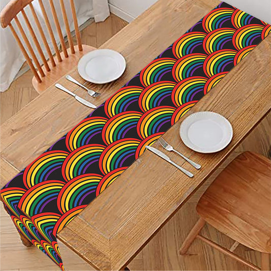 Rainbow Wave Pattern Print Table Runner