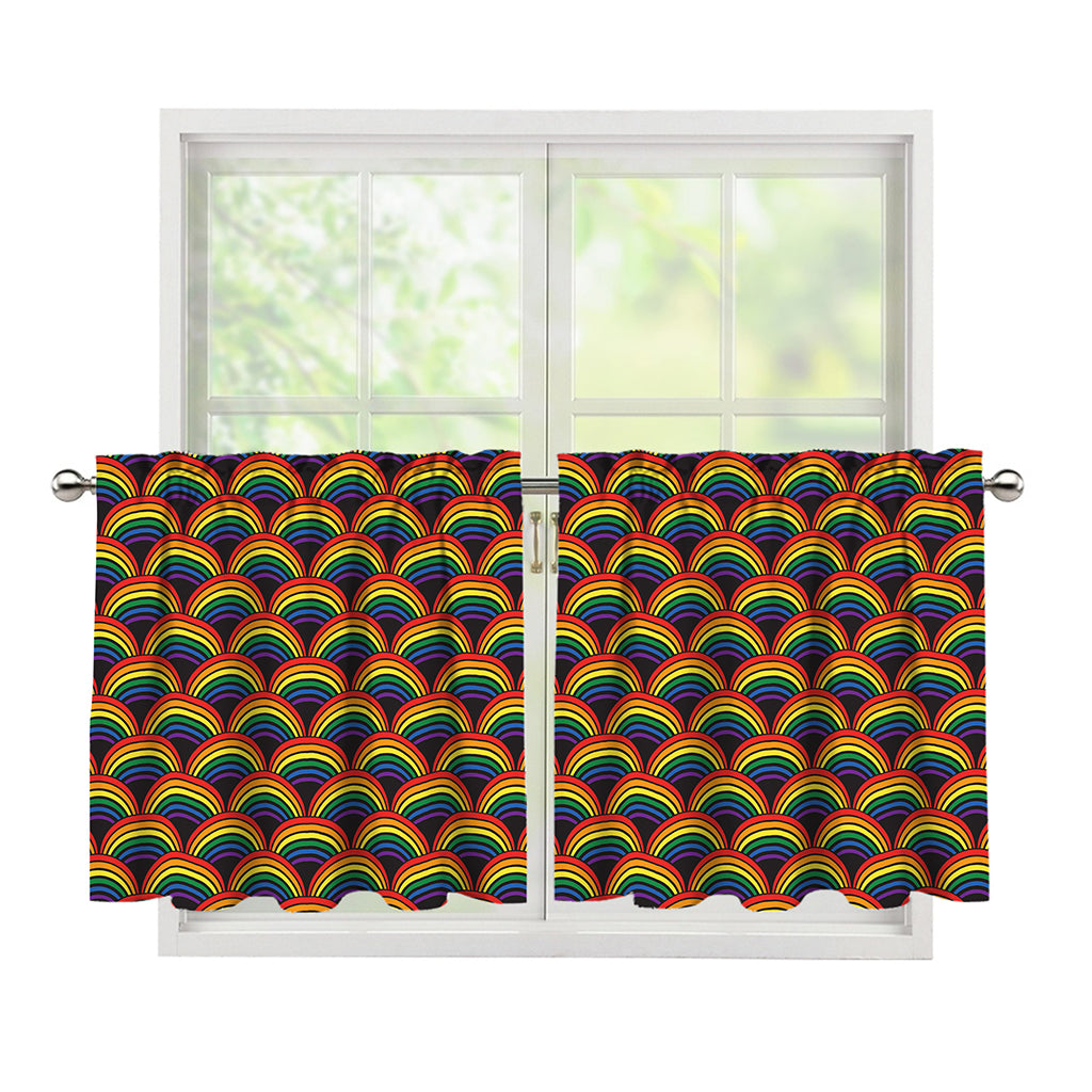 Rainbow Wave Pattern Print Tier Curtains