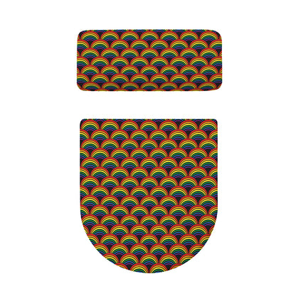 Rainbow Wave Pattern Print Toilet Lid And Tank Cover Set