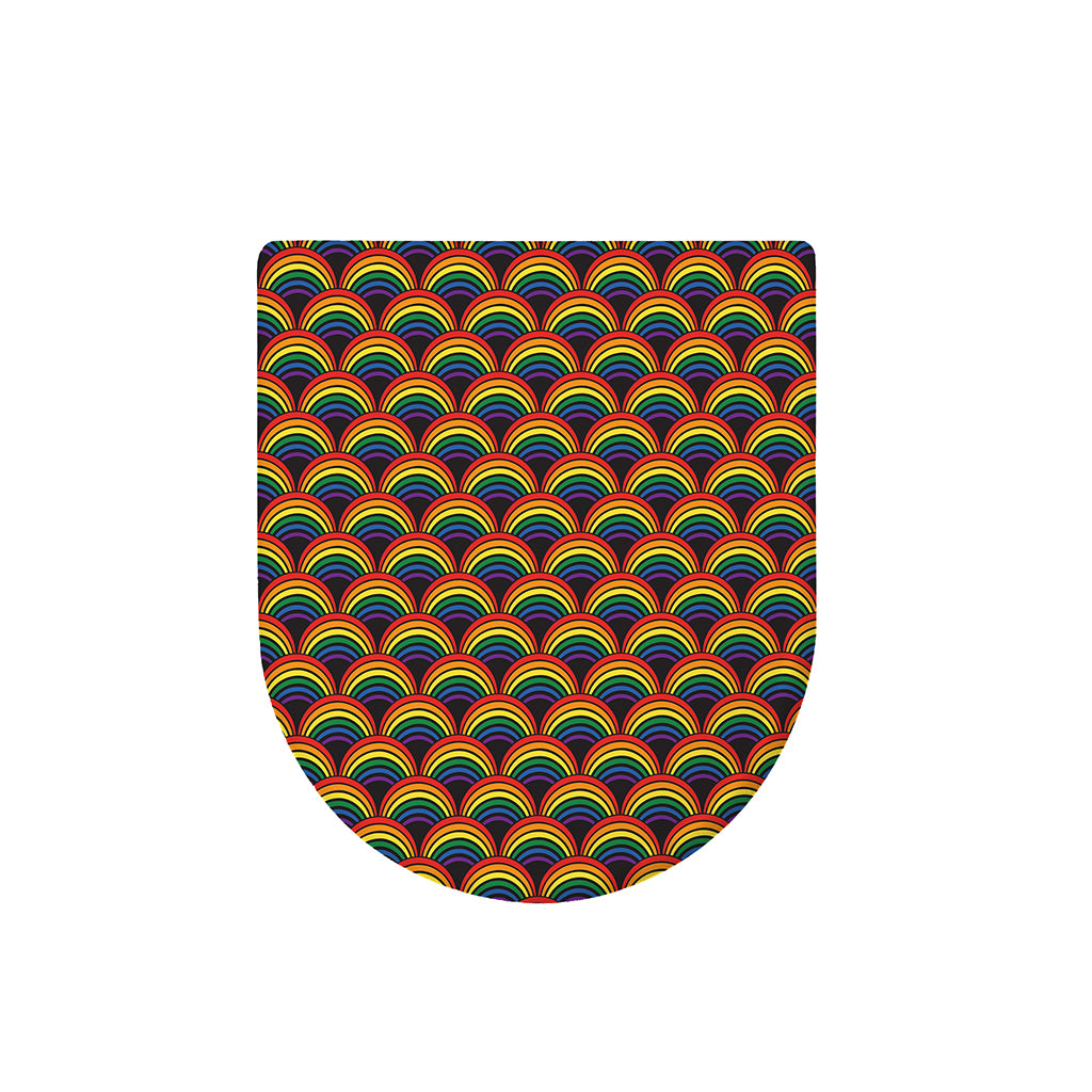 Rainbow Wave Pattern Print Toilet Lid Cover