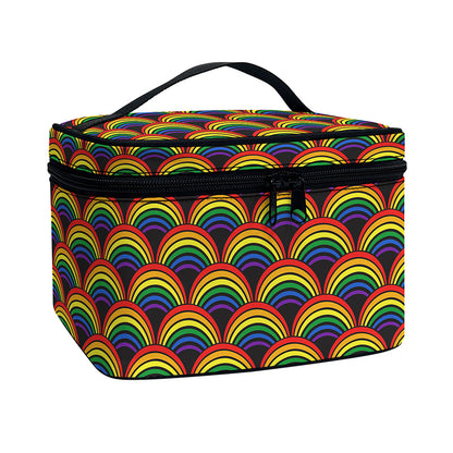 Rainbow Wave Pattern Print Travel Makeup Bag