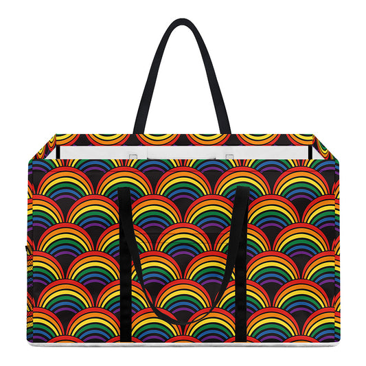 Rainbow Wave Pattern Print Utility Tote Bag