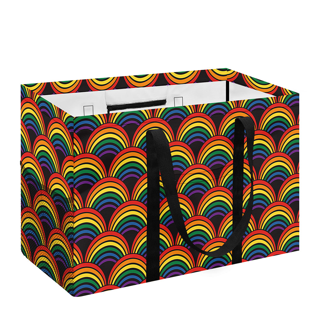 Rainbow Wave Pattern Print Utility Tote Bag