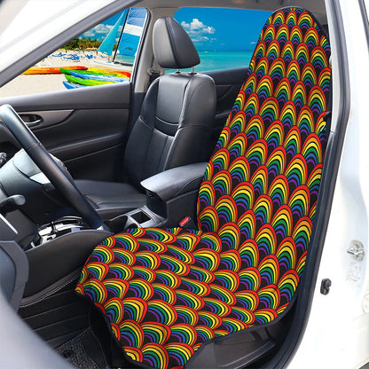 Rainbow Wave Pattern Print Waterproof Car Seat Cover