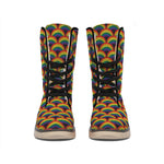 Rainbow Wave Pattern Print Winter Boots
