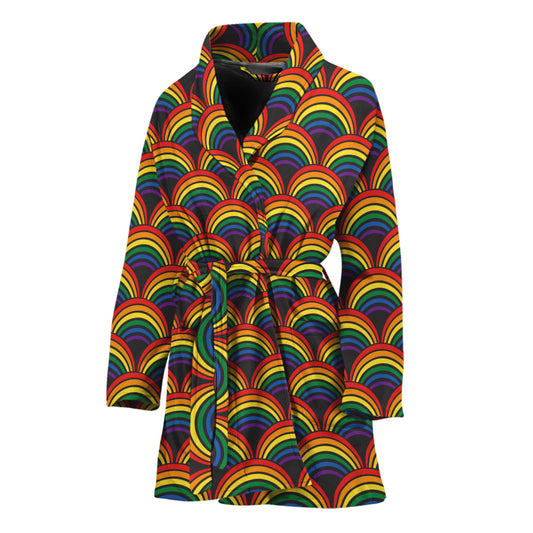 Rainbow Wave Pattern Print Women's Bathrobe