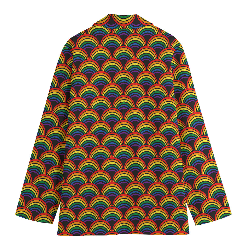 Rainbow Wave Pattern Print Women's Blazer