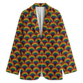 Rainbow Wave Pattern Print Women's Cotton Blazer