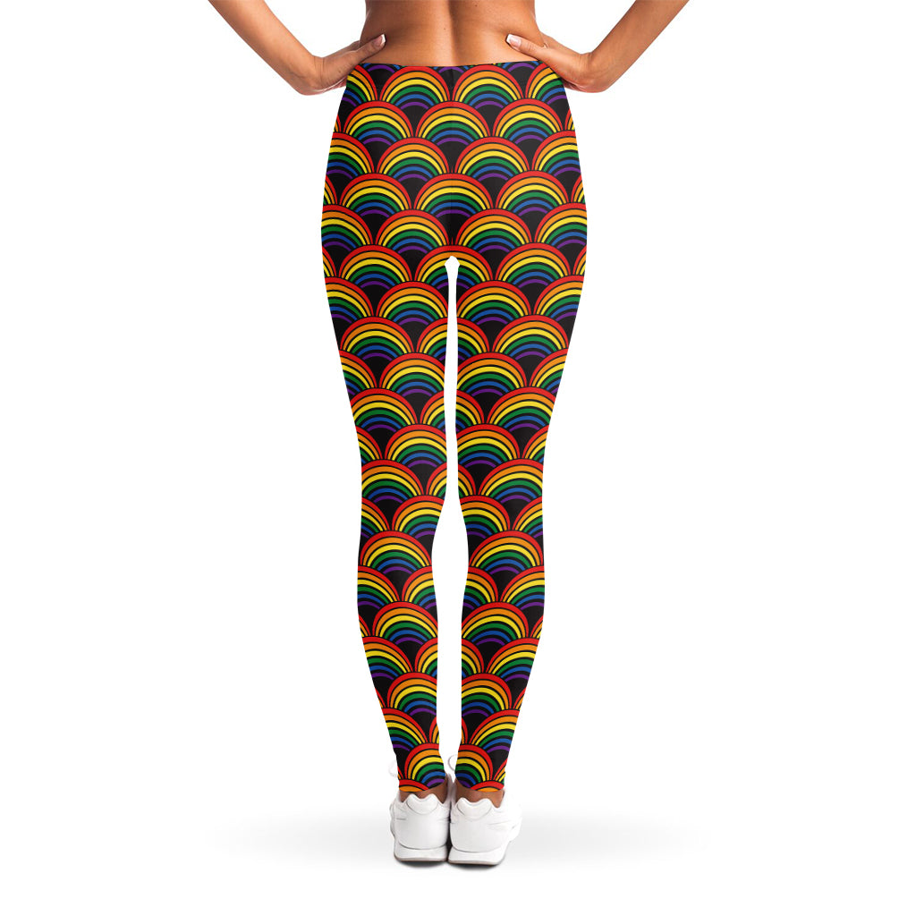 Rainbow Wave Pattern Print Women's Leggings