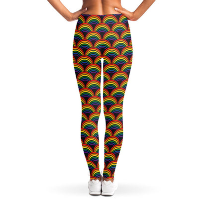 Rainbow Wave Pattern Print Women's Leggings