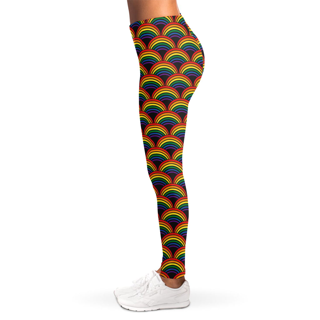 Rainbow Wave Pattern Print Women's Leggings