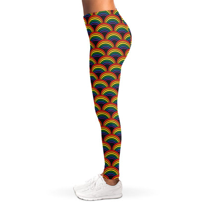 Rainbow Wave Pattern Print Women's Leggings