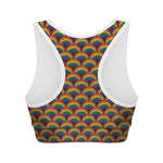 Rainbow Wave Pattern Print Women's Sports Bra