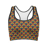Rainbow Wave Pattern Print Women's Sports Bra