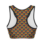 Rainbow Wave Pattern Print Women's Sports Bra