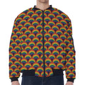 Rainbow Wave Pattern Print Zip Sleeve Bomber Jacket