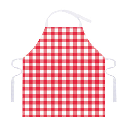 Raspberry Red And White Gingham Print Adjustable Apron