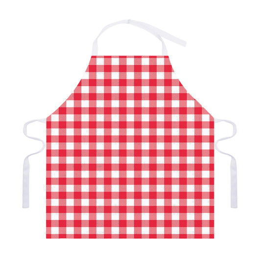 Raspberry Red And White Gingham Print Adjustable Apron