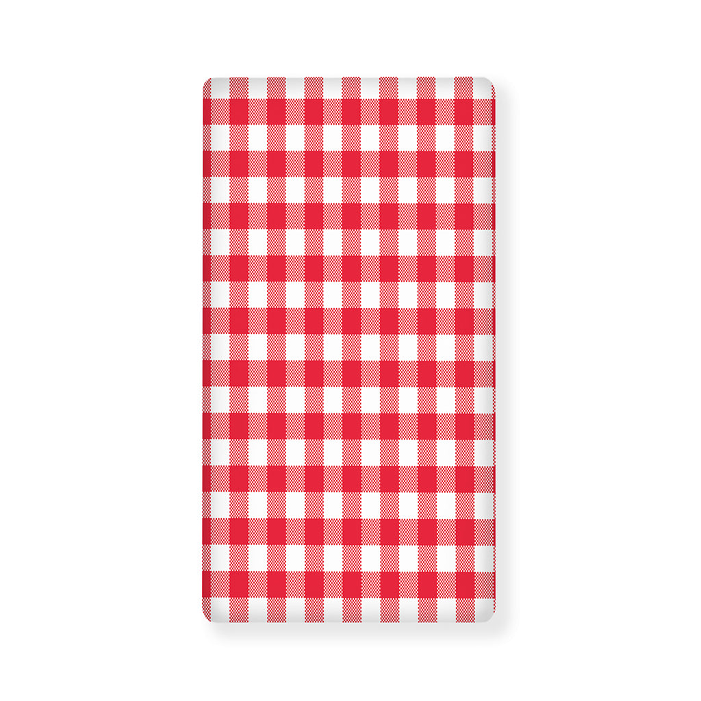 Raspberry Red And White Gingham Print Baby Crib Sheet
