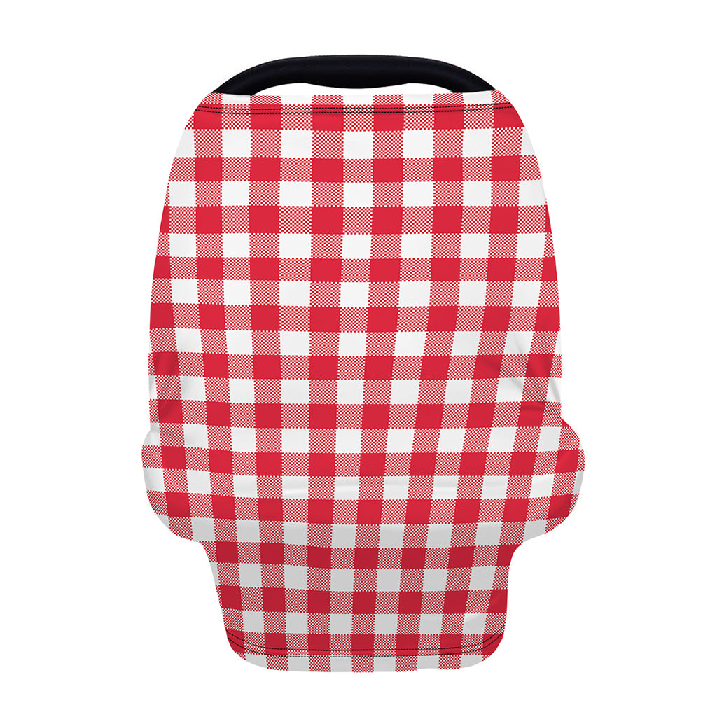 Raspberry Red And White Gingham Print Baby Seat Cover