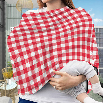 Raspberry Red And White Gingham Print Baby Seat Cover