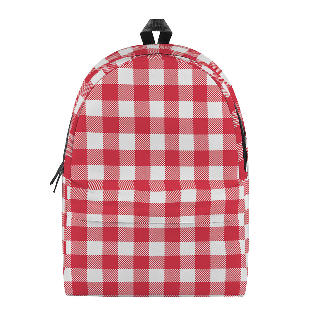 Raspberry Red And White Gingham Print Backpack