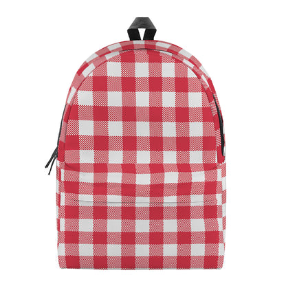 Raspberry Red And White Gingham Print Backpack