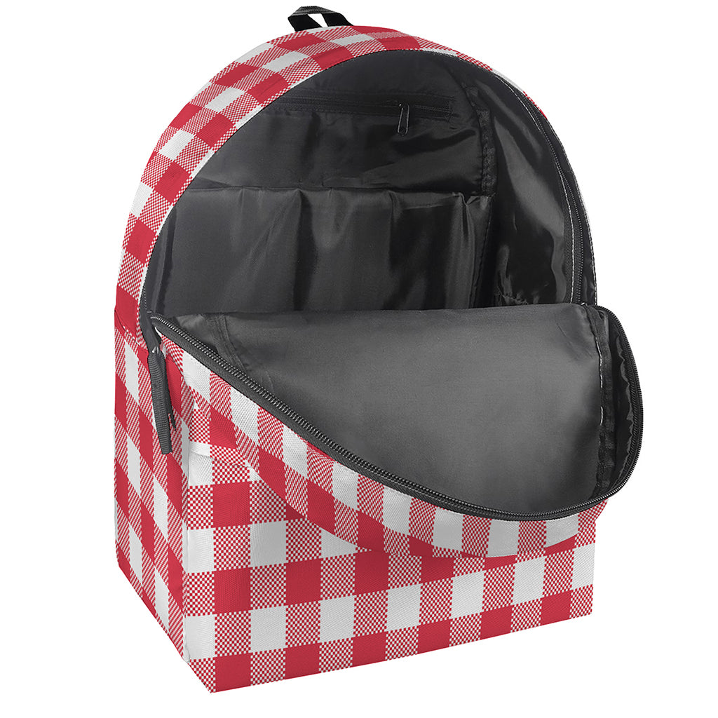 Raspberry Red And White Gingham Print Backpack