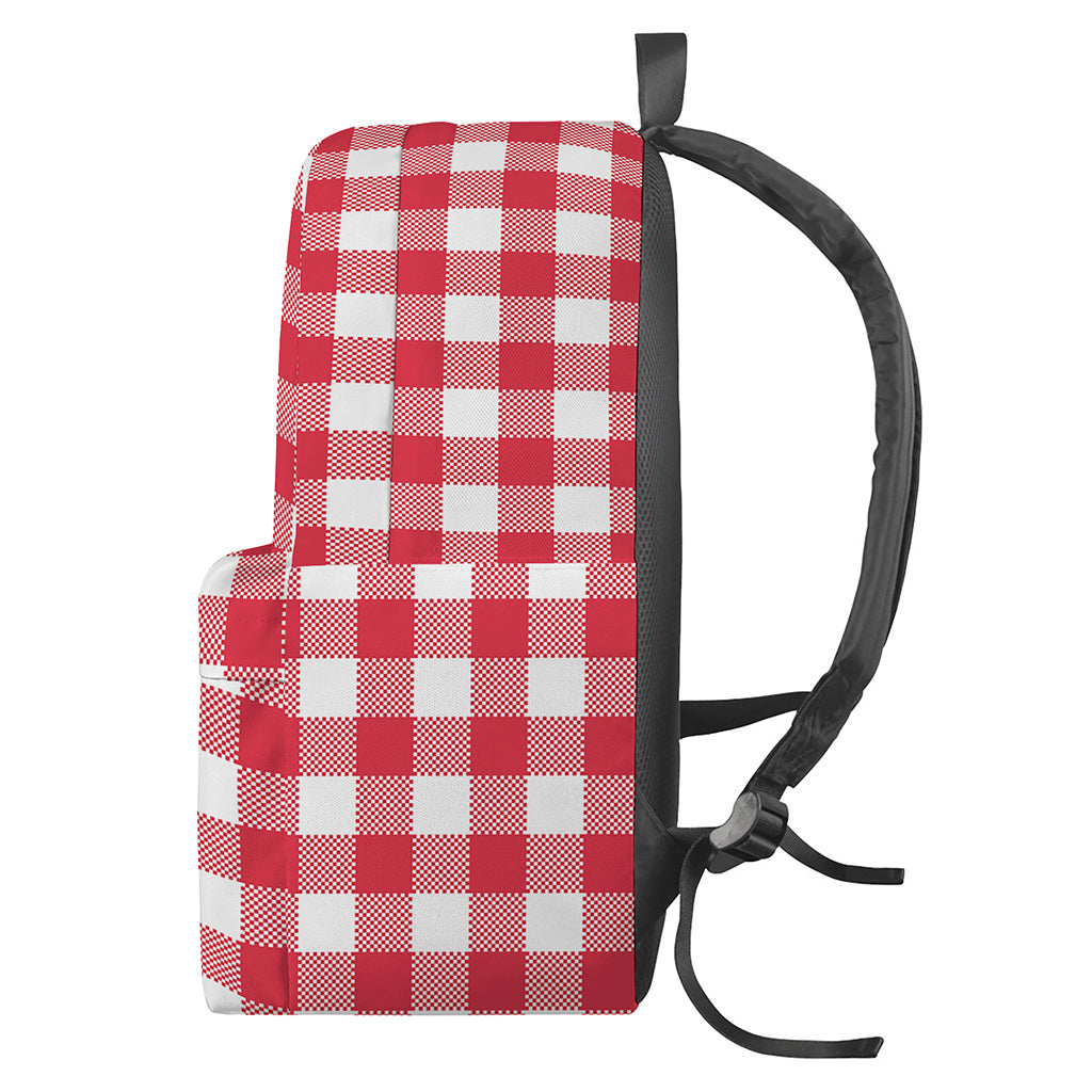 Raspberry Red And White Gingham Print Backpack